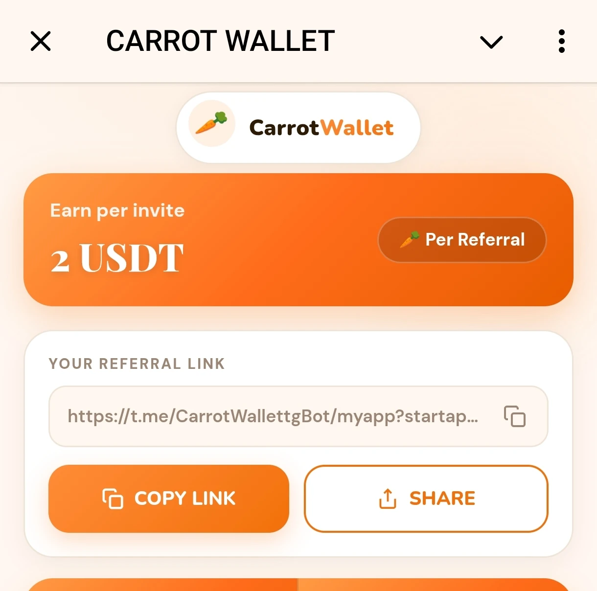 Carrot wallet referral program 