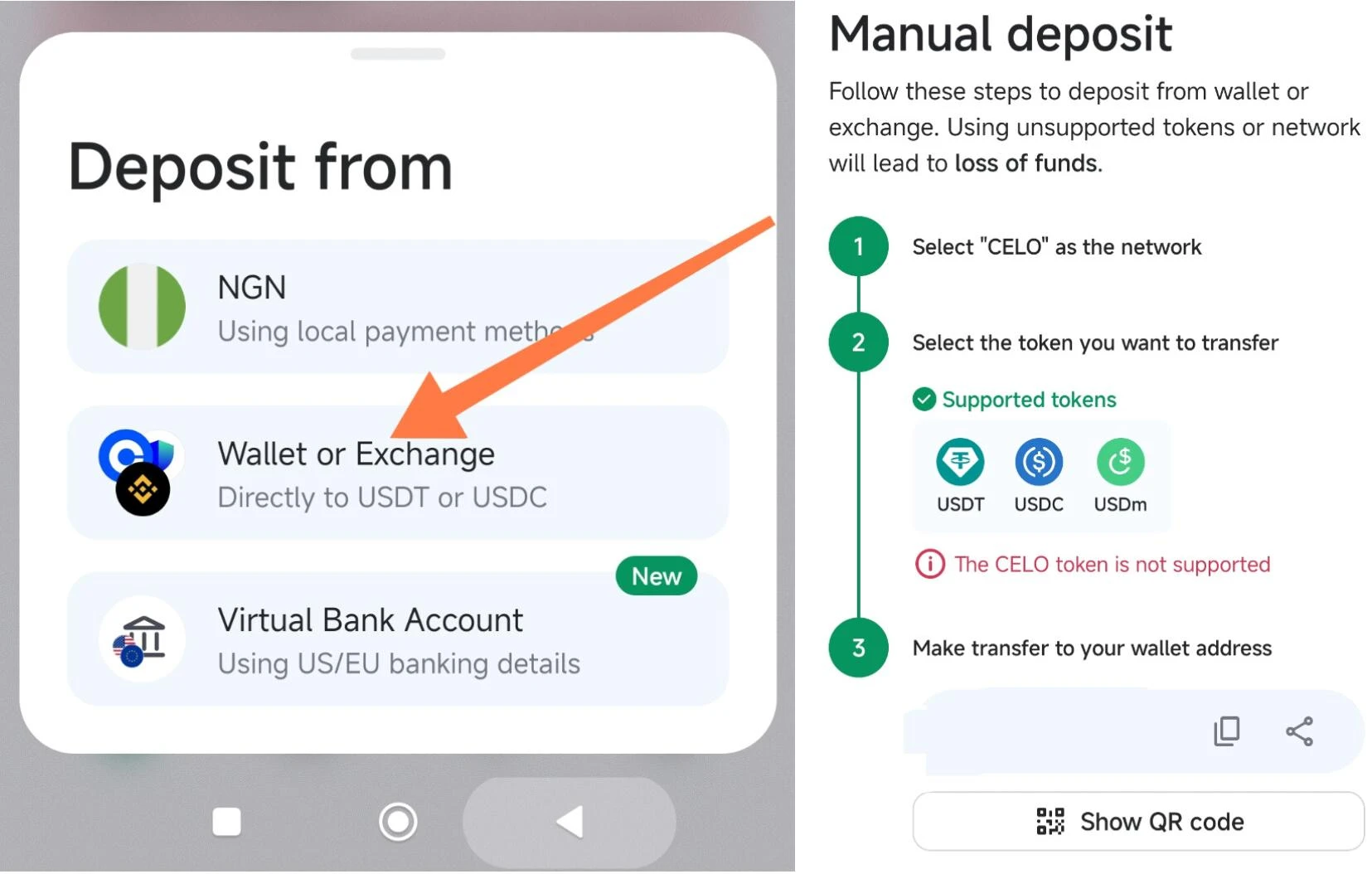 How to deposit using crypto on MiniPay
