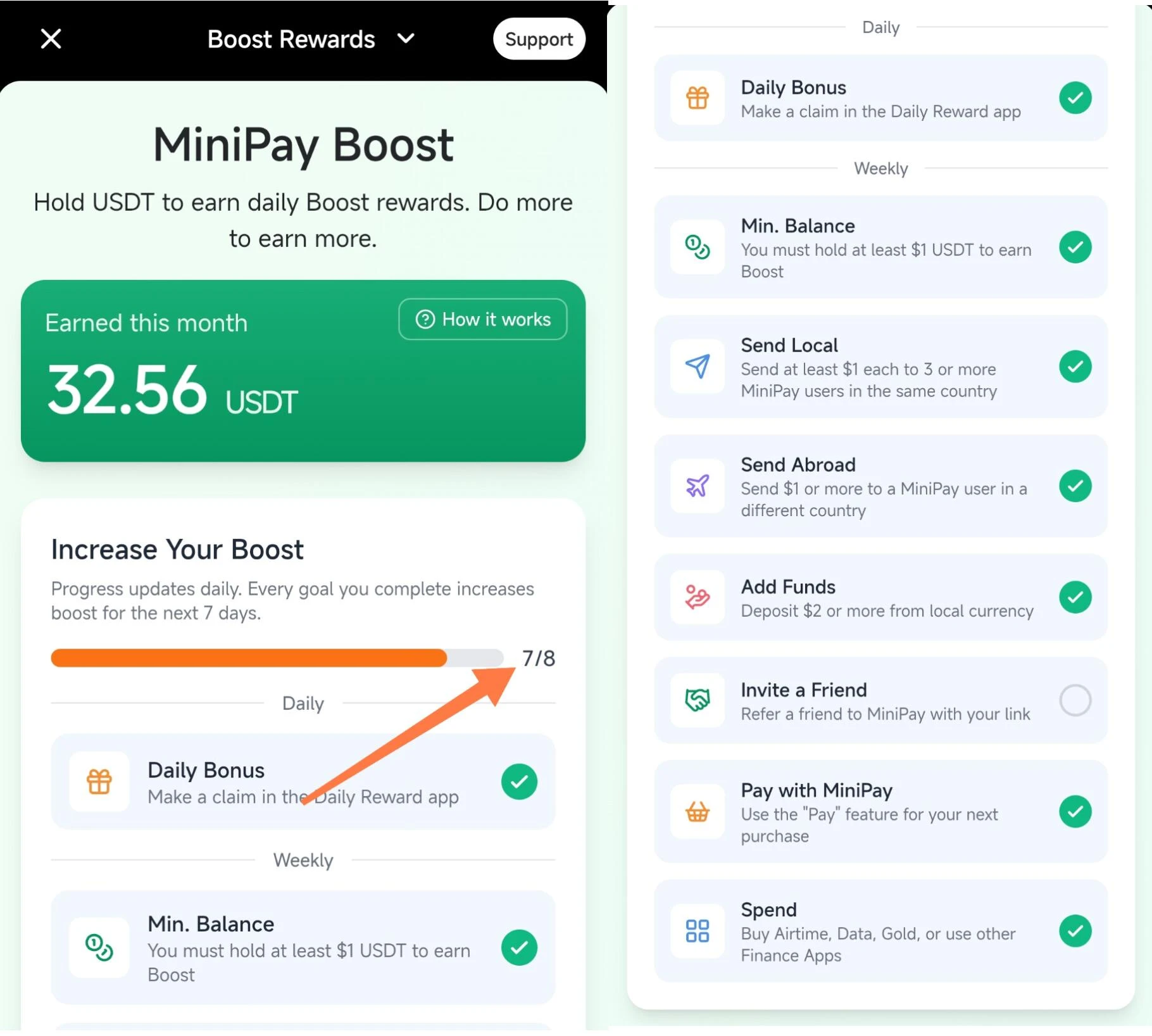 MiniPay Boost Rewards Tasks