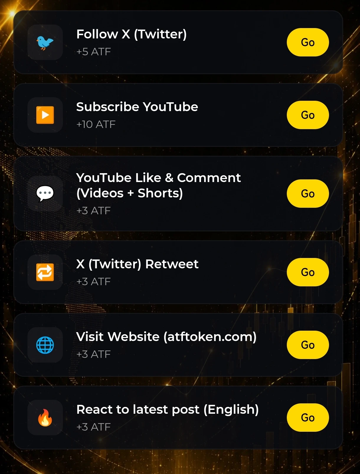 The tasks section