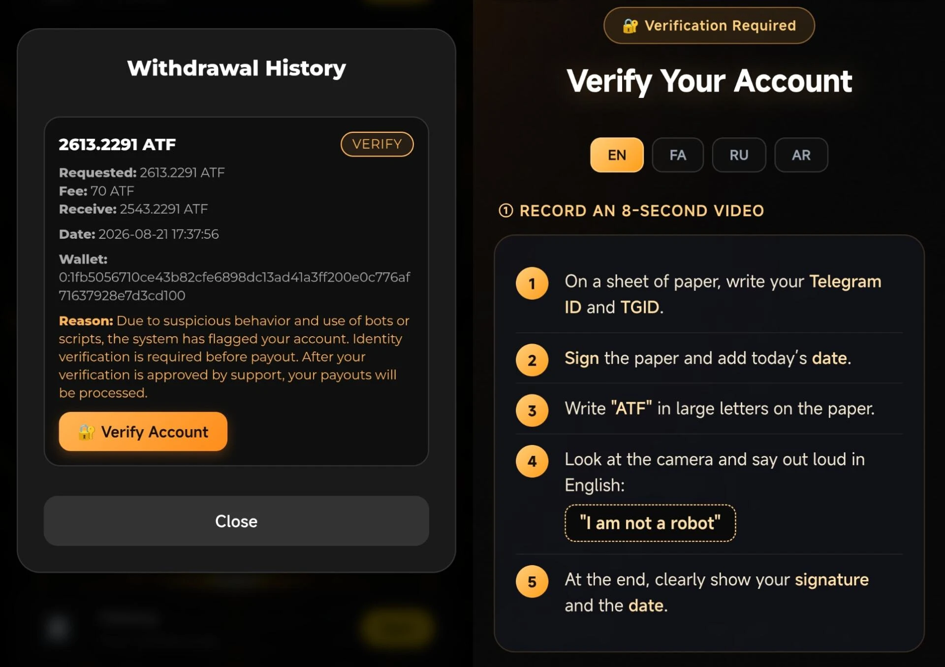ATF Telegram Bot verification
