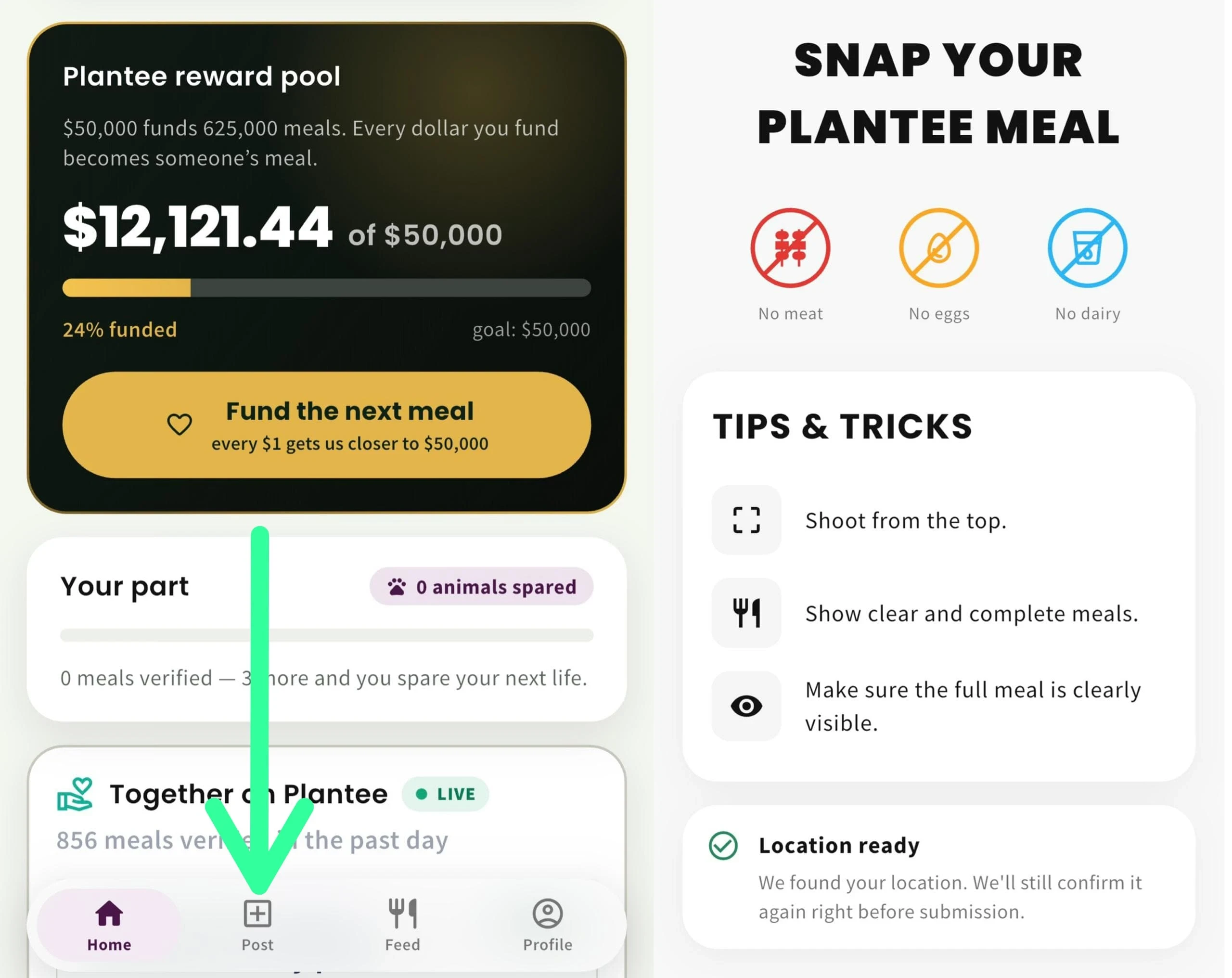 How to start posting plant based meals on plantee app
